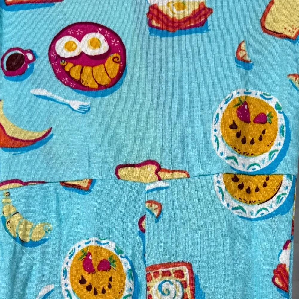 Munki Munki Perfect Pajamas Toddlers Blue Pink Food Pizza One Piece LS 2T